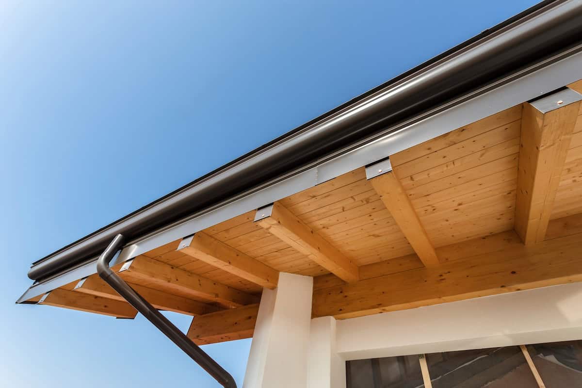 Wooden roof eaves overhang