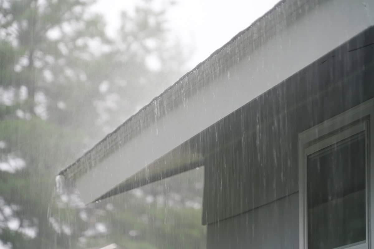 close up on storm rain on the roof