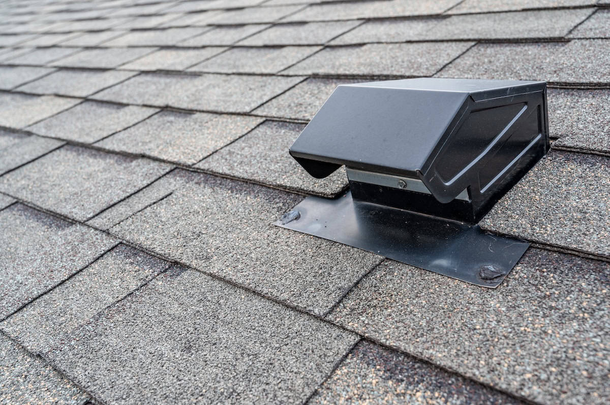typical static passive vent installation on a residential roof