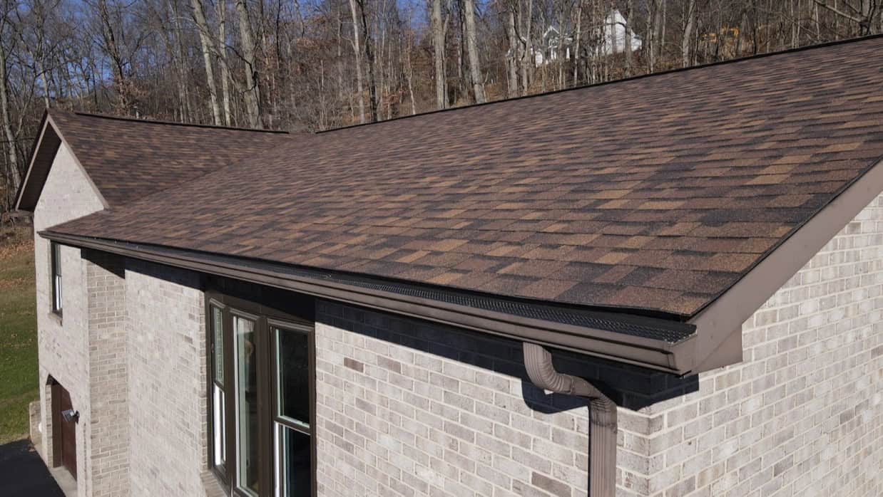 dark brown gutter on residential house