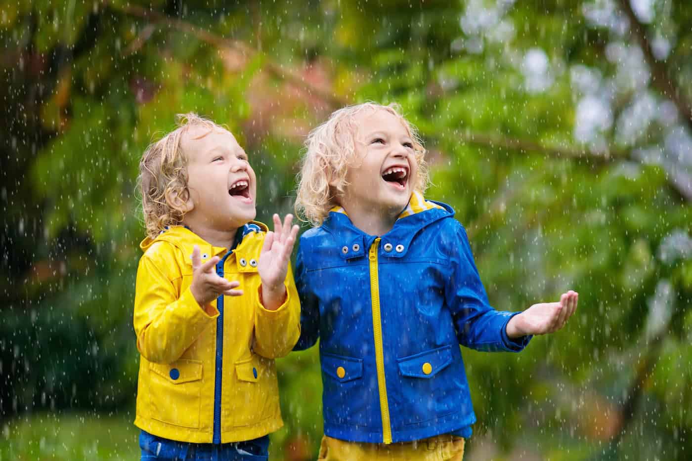 kids playing in the rain