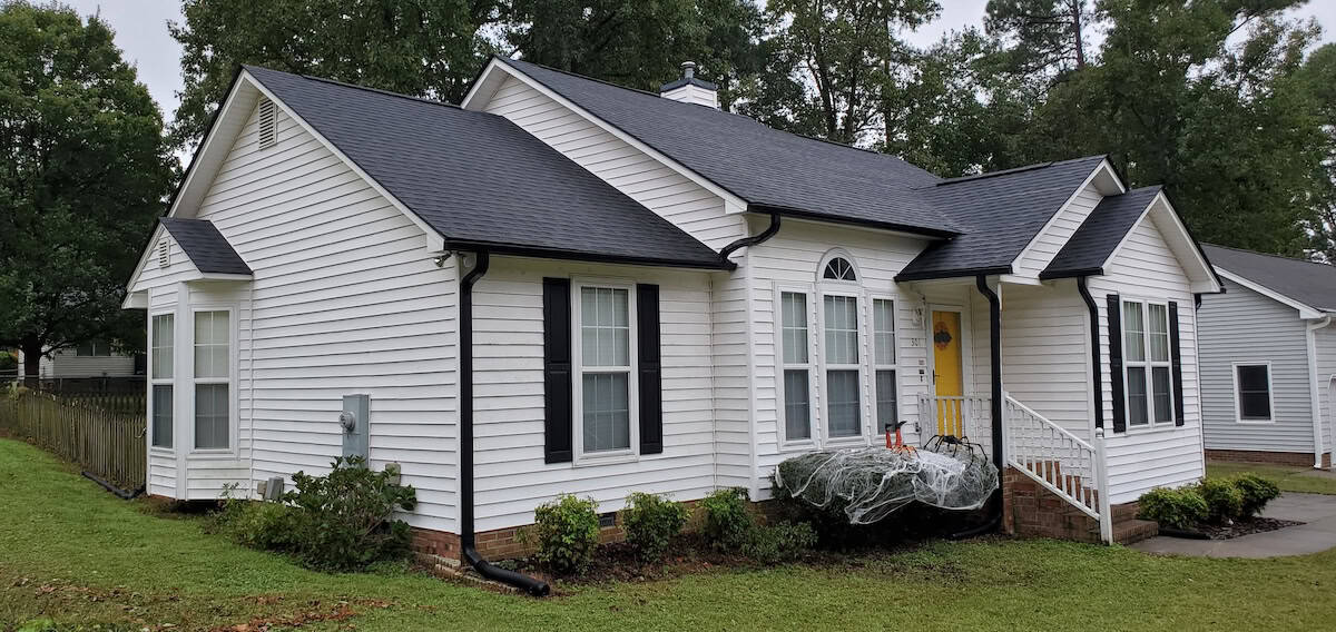 black gutter installation