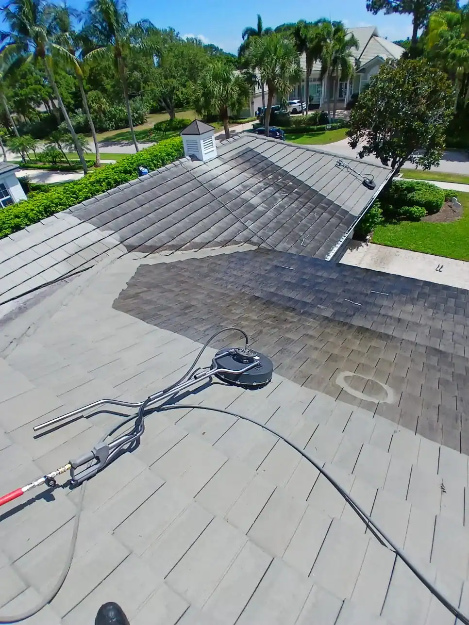 Top view flat roof with air conditioners and waterproofing layer